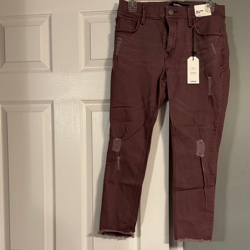 Express Burgundy Cropped Jeans